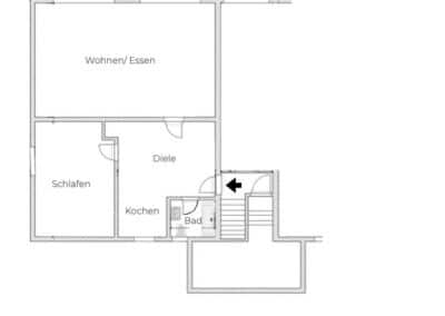 Grundriss der modernen Mietwohnung im Souterrain mit Garten in ruhiger Lage von Duisburg