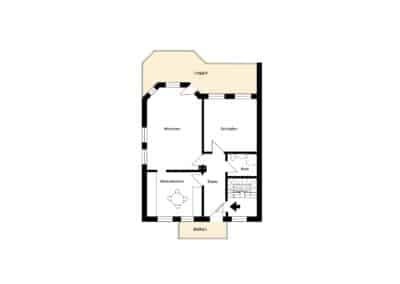 Grundriss zur großzügigen 2,5-Zimmerwohnung mit Loggia und Balkon in bester Lage von Duisburg-Duissern